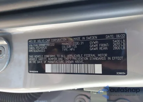 2023 Volvo Xc60 B5 Plus Bright Theme from USA, damaged, VIN YV4L12RN8P1197232